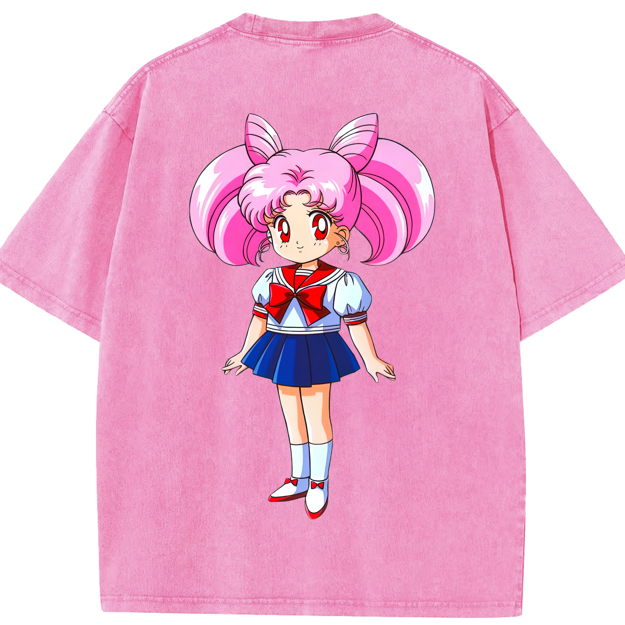 （画像用） 美少女戦士セーラームーン ちびうさ Sailor Moon Chibiusa Tsukino Usagi Small Lady Serenity 綿100% ヴィンテージ風 半袖Tシャツ（背面プリント）